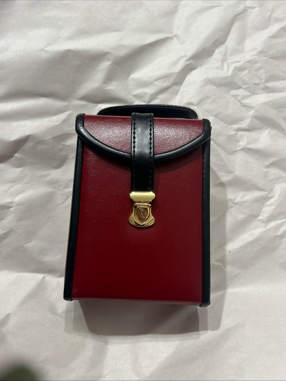 Women's Red and Black Leather traveling jewelry holder